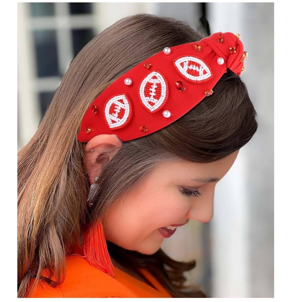 Red Football Embellished Headband - Picture 2 of 2